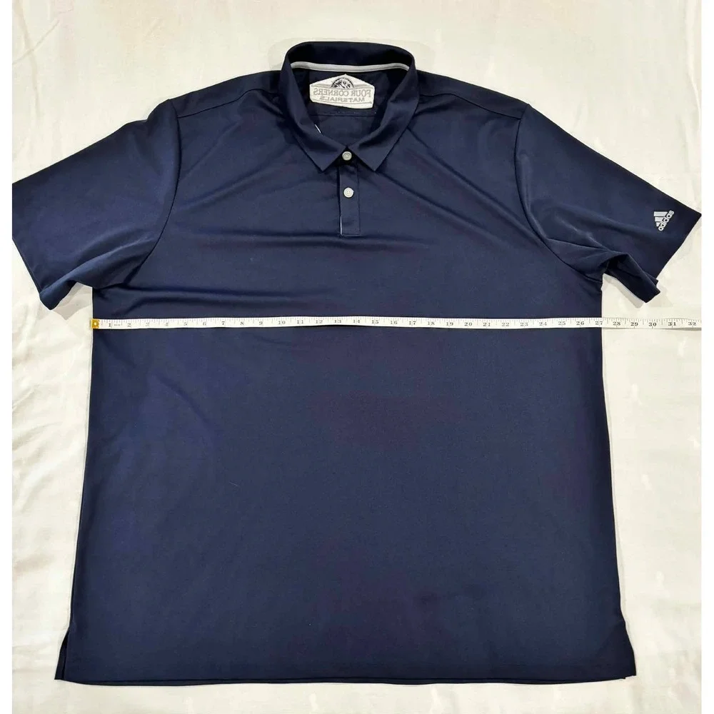 Adidas Mens Navy Blue Short Sleeve Performance Polo Shirt Four Corners Materials